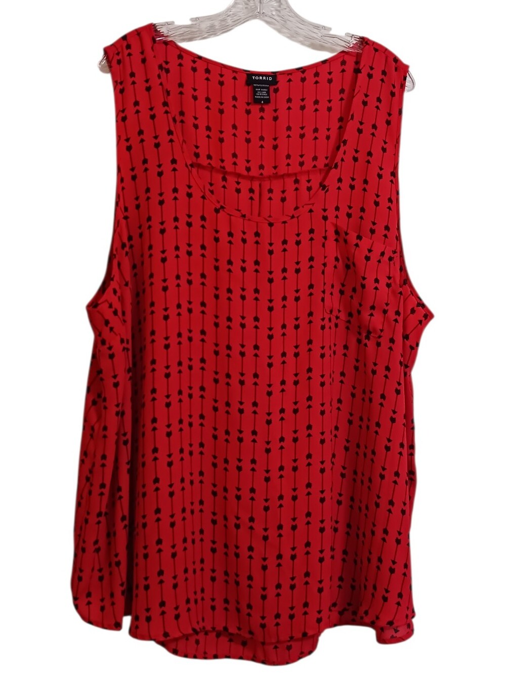 Torrid sz 4 red black arrows flowy semi sheer tank blouse layering piece boho